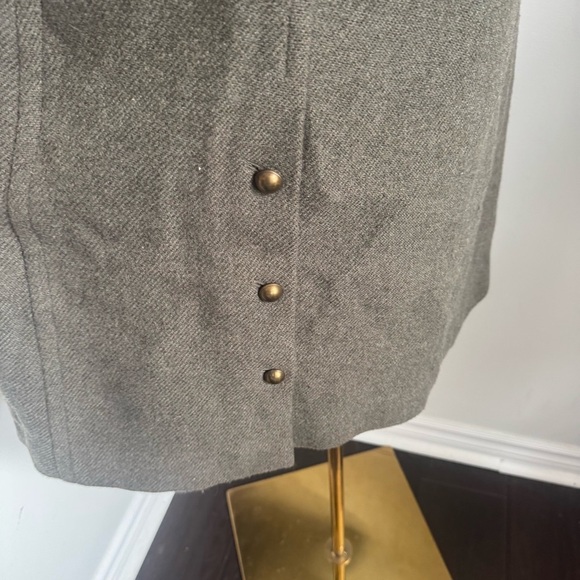 Club Monaco Wool Blend Military Coat | Olive Brown Tailored Longline Jacket XS - Picture 9 of 11